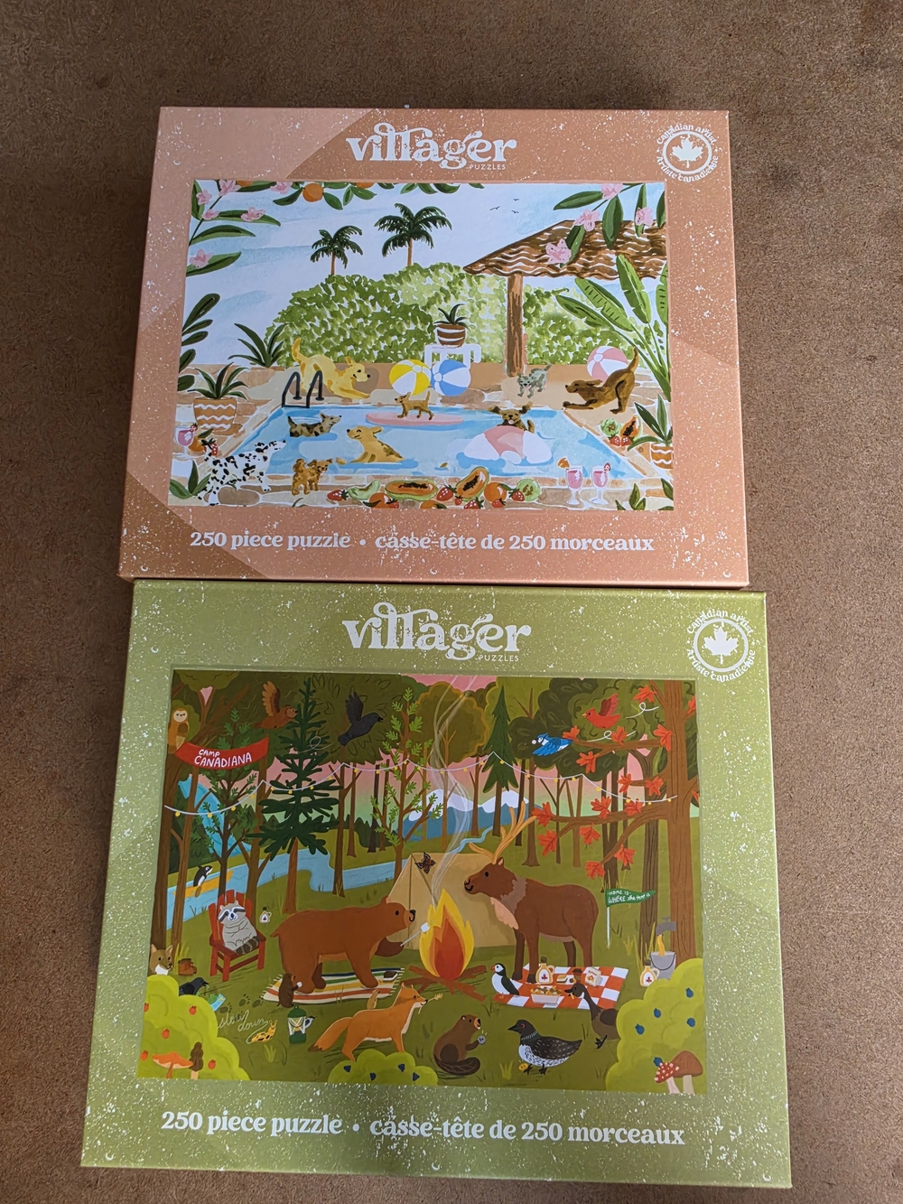 villager Kids Puzzle Duo - Peach & Olive Green Box Art